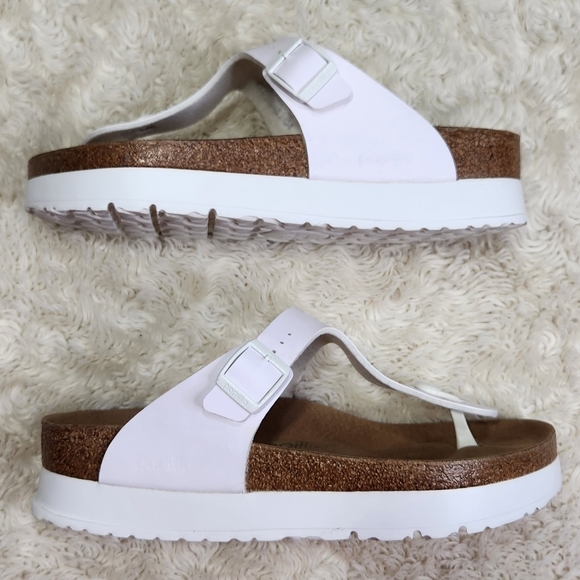 Papillio By BIRKENSTOCK VEGAN Gizeh Flex Platform Birko-Flor White Size 41 (L10) - Picture 3 of 13